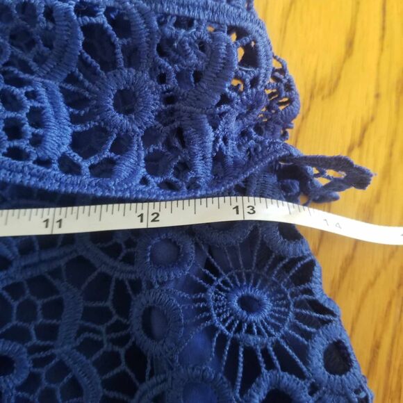 GUESS Blue Solstice Lace Crochet Ruffle Strappy Bodycon Party Wedding Dress 4/Sm - Picture 6 of 9